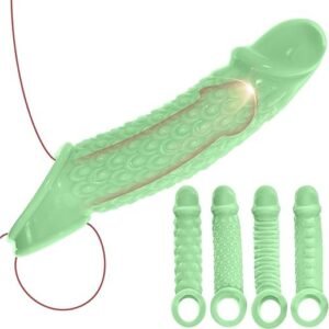 4 PCS Reusable Penis Sleeves, Soft Green Cock Sleeve Penis Extender Adult Sex Toys for Men Women, Dick Enlarger Male Sex Toy for Couples Pleasure | My Secret Wife